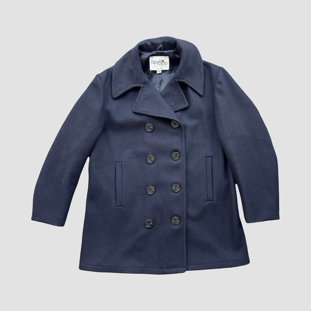 Fox Knapp Navy Wool Peacoat Men’s Size 42 USA Made Double Breasted Military Coat